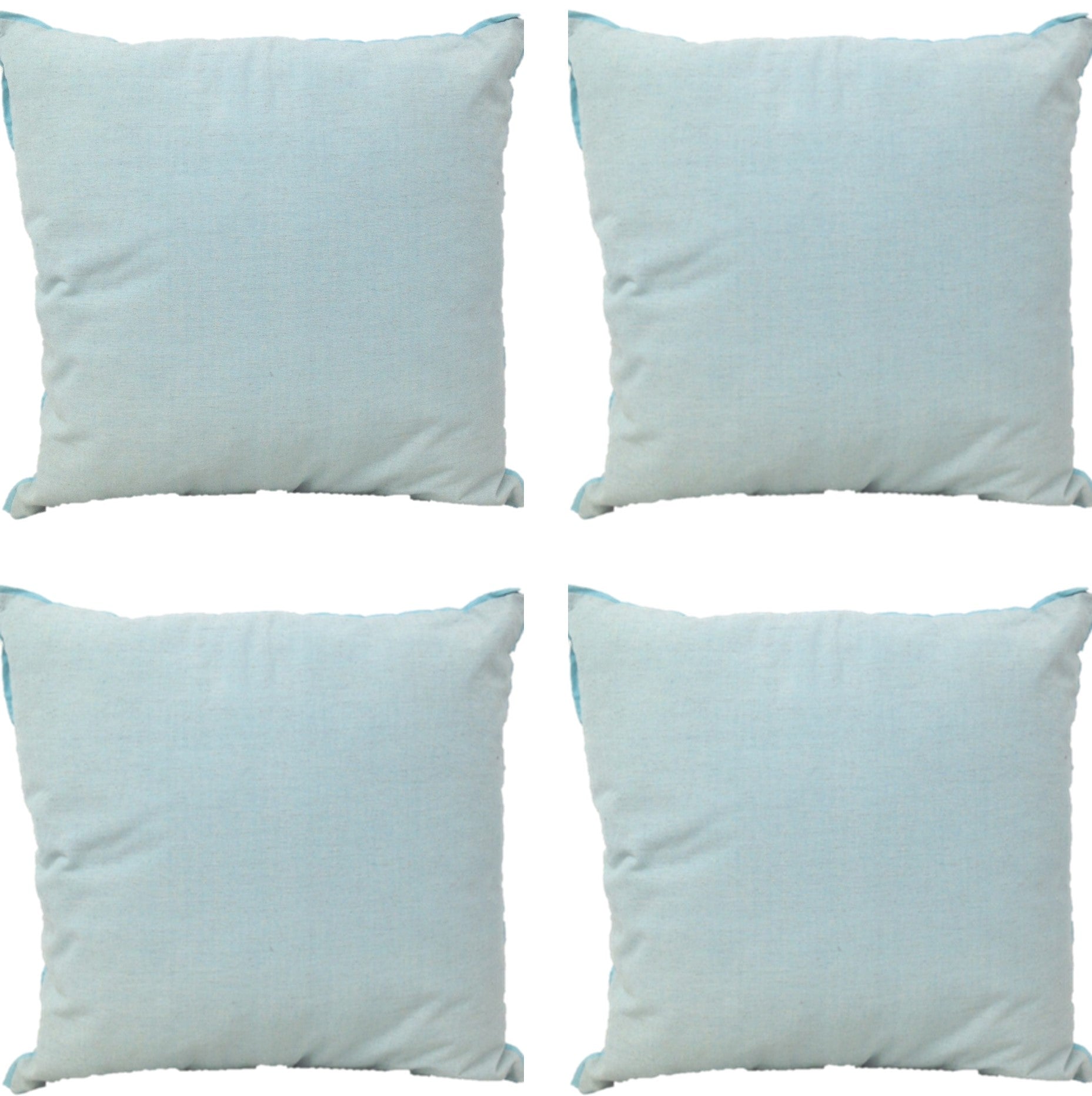 Cushions & Throws: Pack of 4 Frida Aqua Blue 50cm x 50cm Cushion Covers with piping