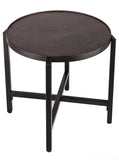Small Round Iron Black Side Table with Copper Finish Top