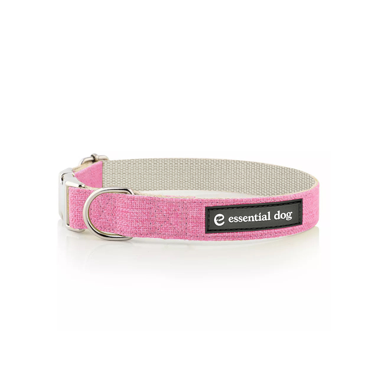 Pet ID Tags: Natural Hemp & Cotton Dog Collar (Pretty Pink) EXTRA SMALL