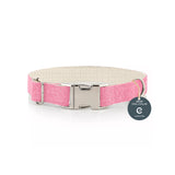 Pet ID Tags: Natural Hemp & Cotton Dog Collar (Pretty Pink) EXTRA SMALL