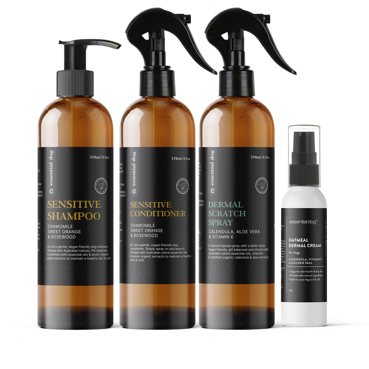 Lotions & Moisturisers: Sensitive Skin Itch Pack: Dog Shampoo, Conditioner, Dermal Scratch Spray & Cream