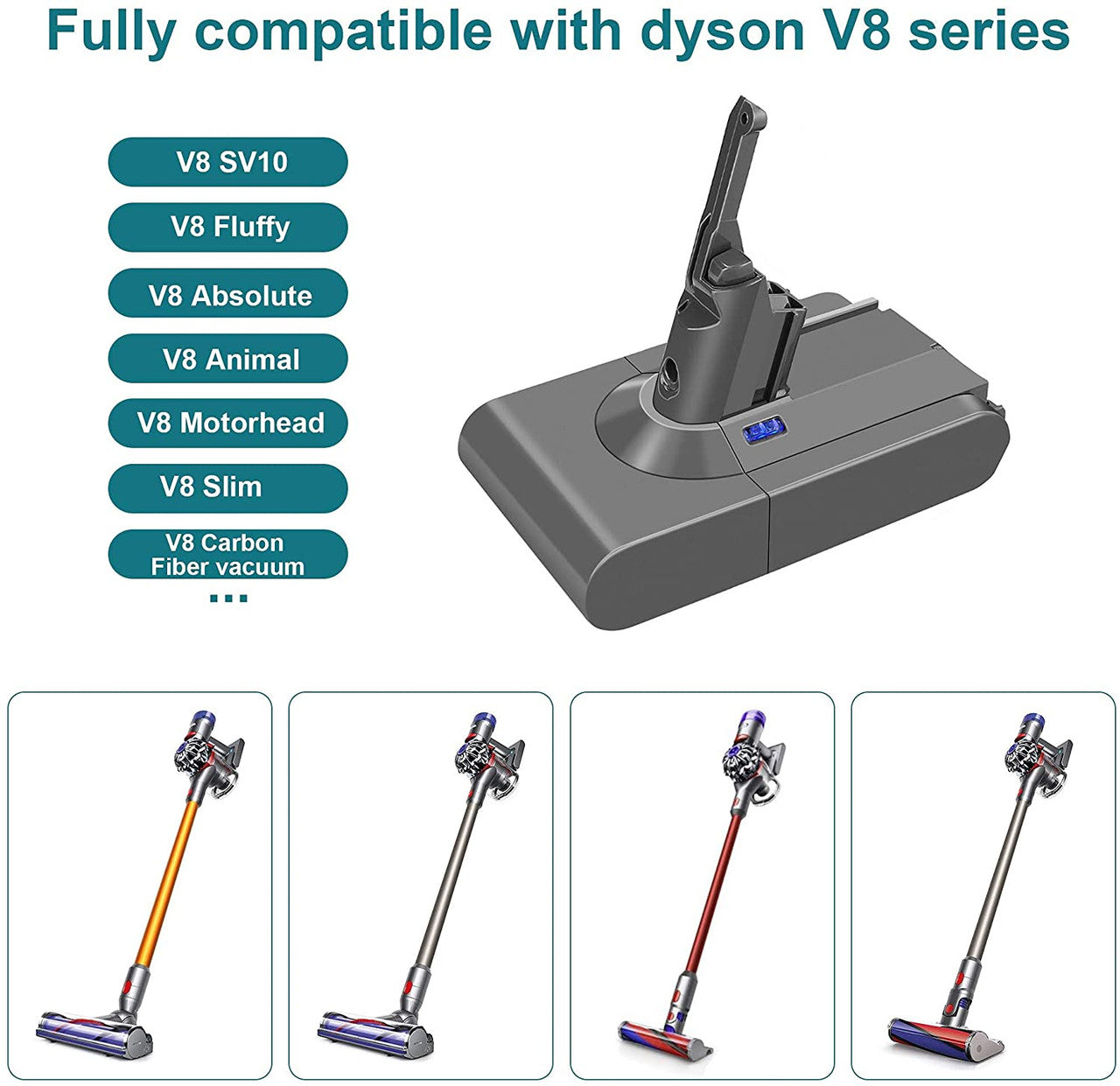 Vacuum Cleaner Accessories: Battery for all Dyson V8 SV10 vacuum cleaners