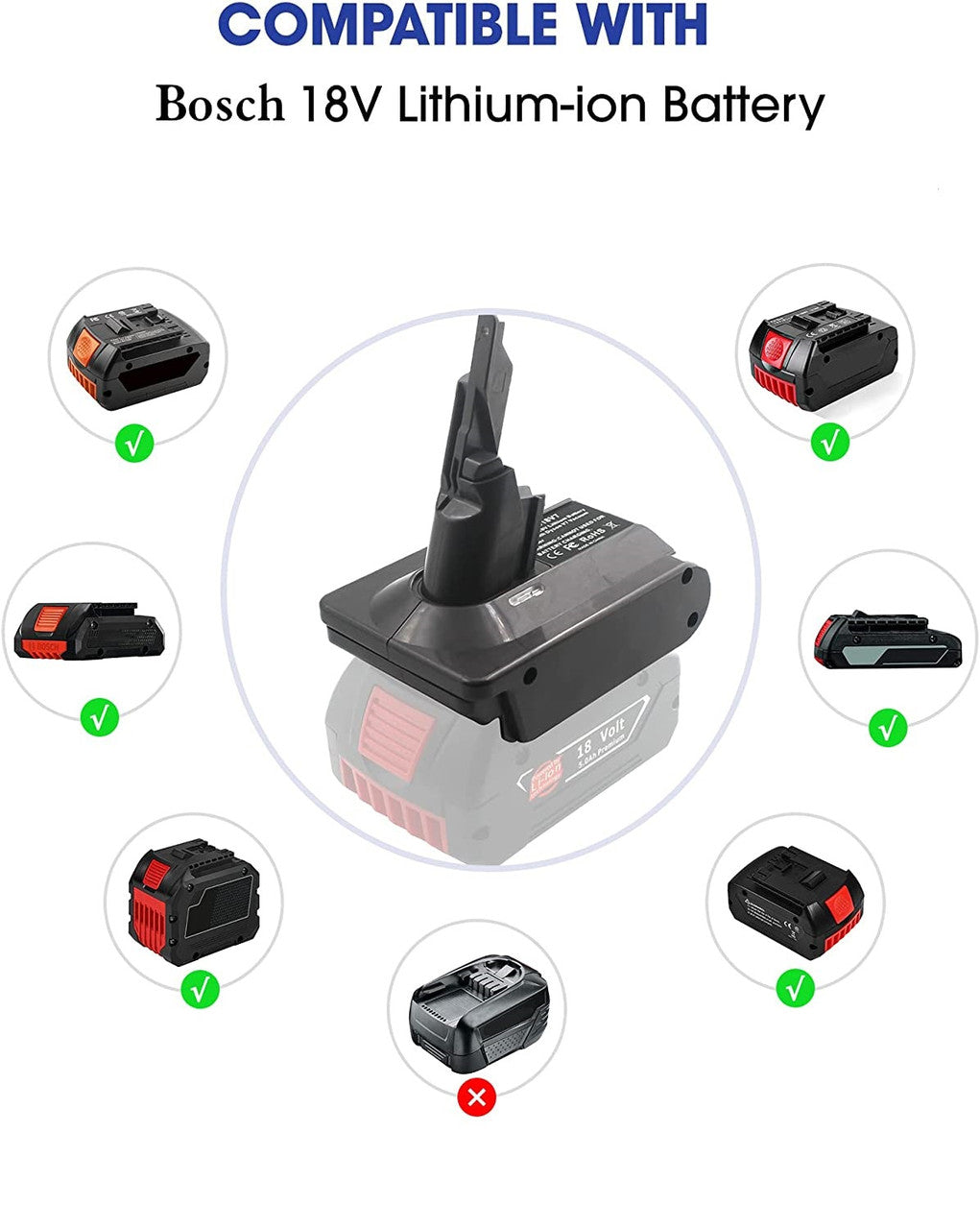 Vacuum Cleaner Accessories: Bosch 18V To Dyson V7 & V8 Battery Converter / Adapter