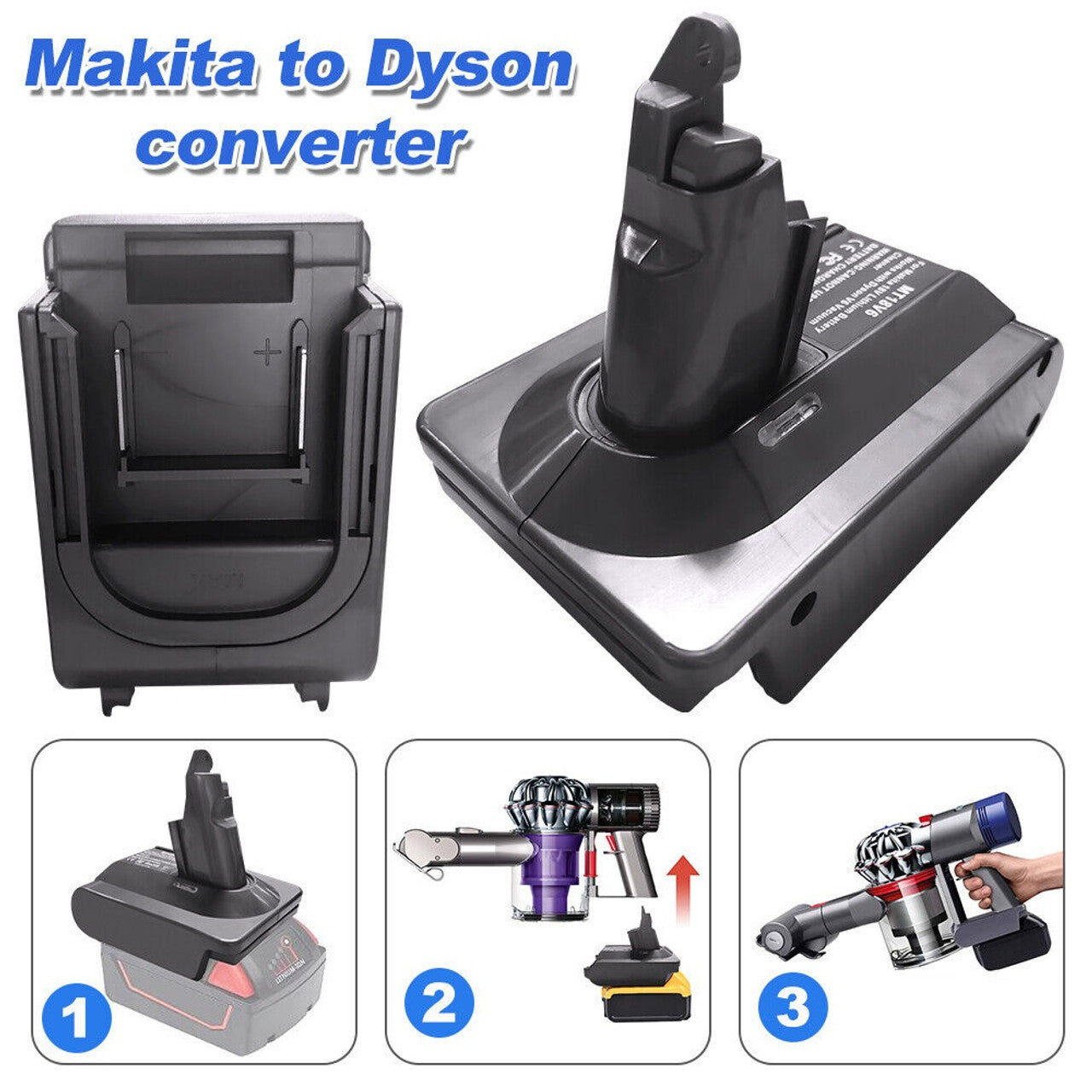 Vacuum Cleaner Accessories: Makita 18V To Dyson V6, DC58 & DC59 Battery Converter / Adapter