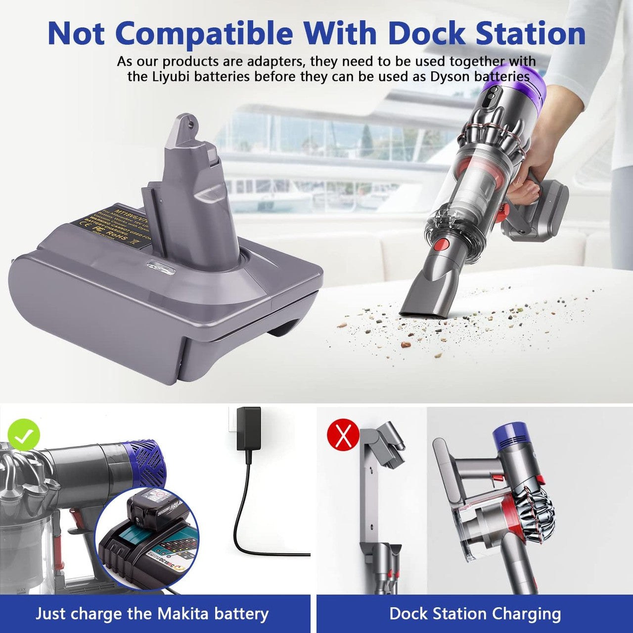 Vacuum Cleaner Accessories: Makita 18V To Dyson V7 & V8  Battery Converter / Adapter