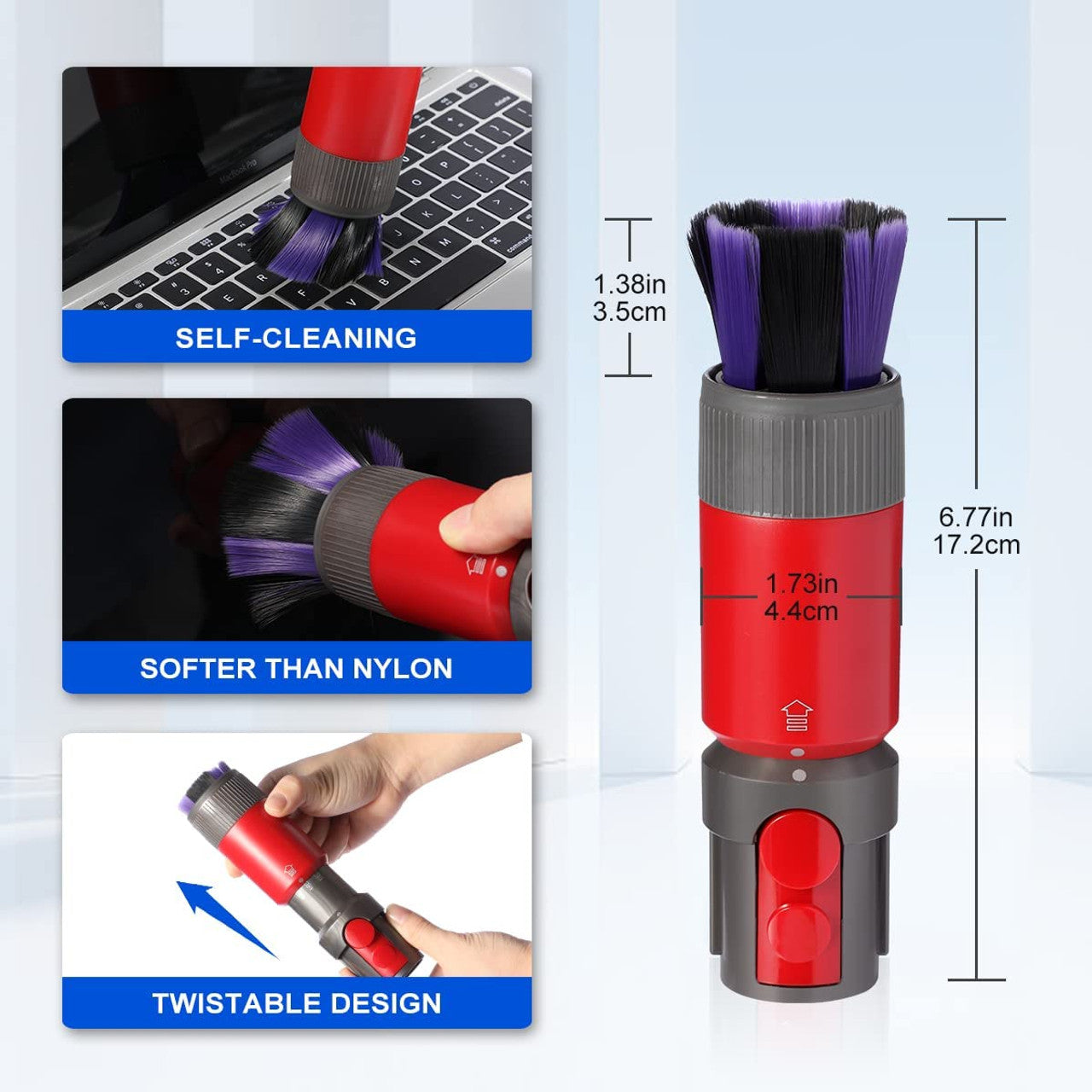 Vacuum Cleaner Accessories: Scratch-Free, Self cleaning Dusting Brush for Dyson V7, V8, V10, V11, V12 & V15