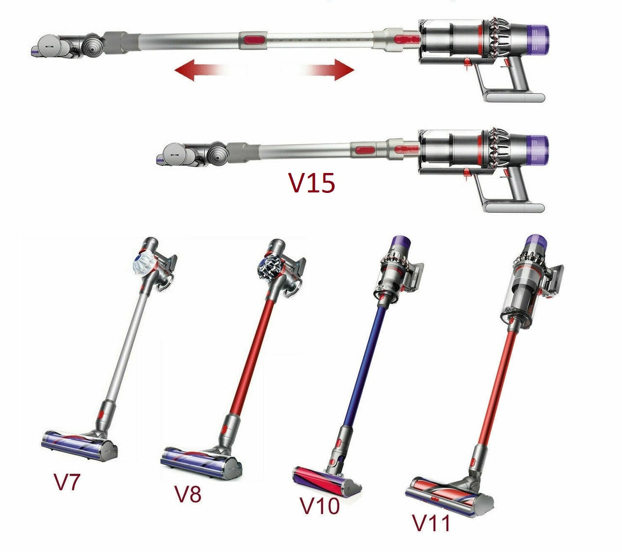 Vacuum Cleaner Accessories: Rod / wand for Dyson V7 V8  V10 V11 & V15 stick vacuum cleaners
