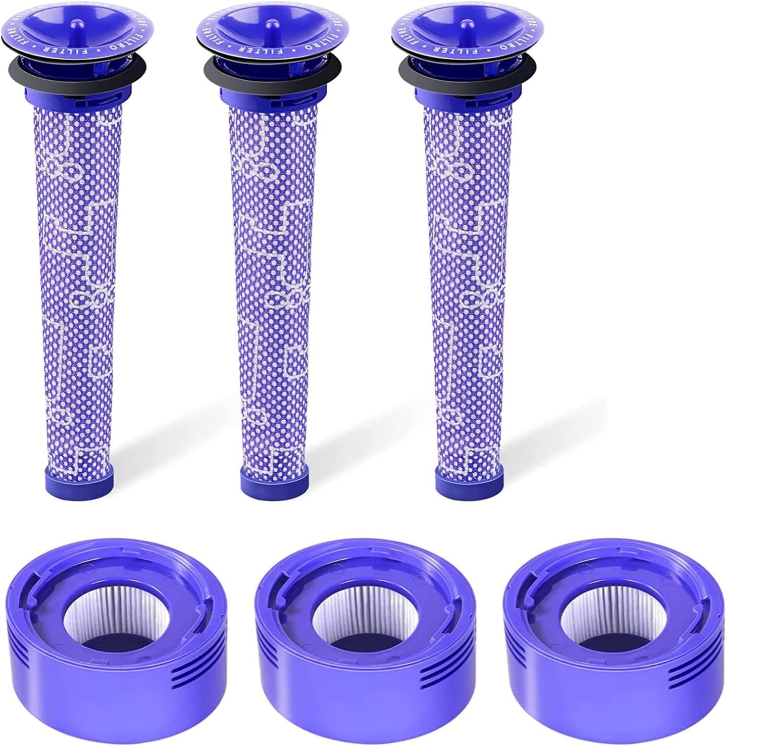 Vacuum Cleaner Accessories: 3 X Filter Kits for DYSON V7 (SV11, SV37) & V8 (SV10, SV25) Vacuum Cleaners