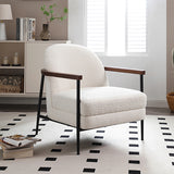 Outdoor Chairs: Denmark Arm Chair Polyester Fabric Upholstery Wooden Structure Solid Foam Black Metal Legs