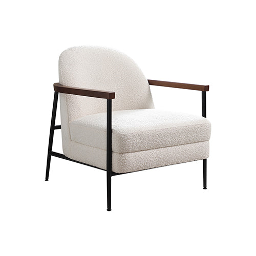 Outdoor Chairs: Denmark Arm Chair Polyester Fabric Upholstery Wooden Structure Solid Foam Black Metal Legs