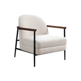Outdoor Chairs: Denmark Arm Chair Polyester Fabric Upholstery Wooden Structure Solid Foam Black Metal Legs