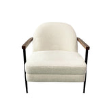 Outdoor Chairs: Denmark Arm Chair Polyester Fabric Upholstery Wooden Structure Solid Foam Black Metal Legs