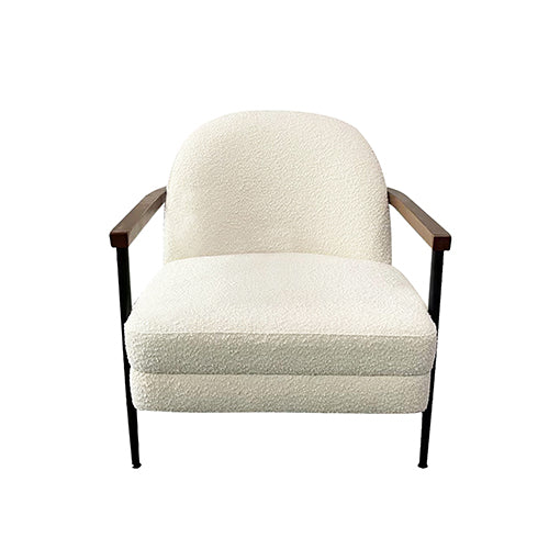 Outdoor Chairs: Denmark Arm Chair Polyester Fabric Upholstery Wooden Structure Solid Foam Black Metal Legs