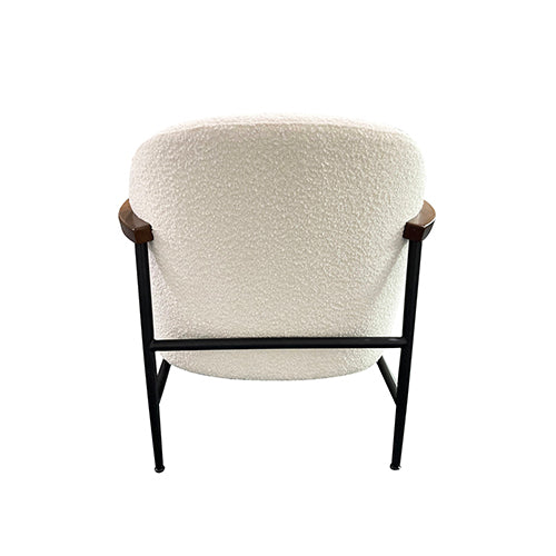 Outdoor Chairs: Denmark Arm Chair Polyester Fabric Upholstery Wooden Structure Solid Foam Black Metal Legs