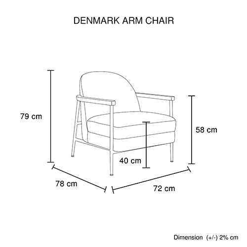 Outdoor Chairs: Denmark Arm Chair Polyester Fabric Upholstery Wooden Structure Solid Foam Black Metal Legs