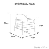 Outdoor Chairs: Denmark Arm Chair Polyester Fabric Upholstery Wooden Structure Solid Foam Black Metal Legs