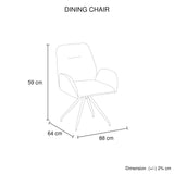 Kitchen & Dining Chairs: Dining Chair Linen Fabric Upholstered Seat Powder Coated Iron Legs