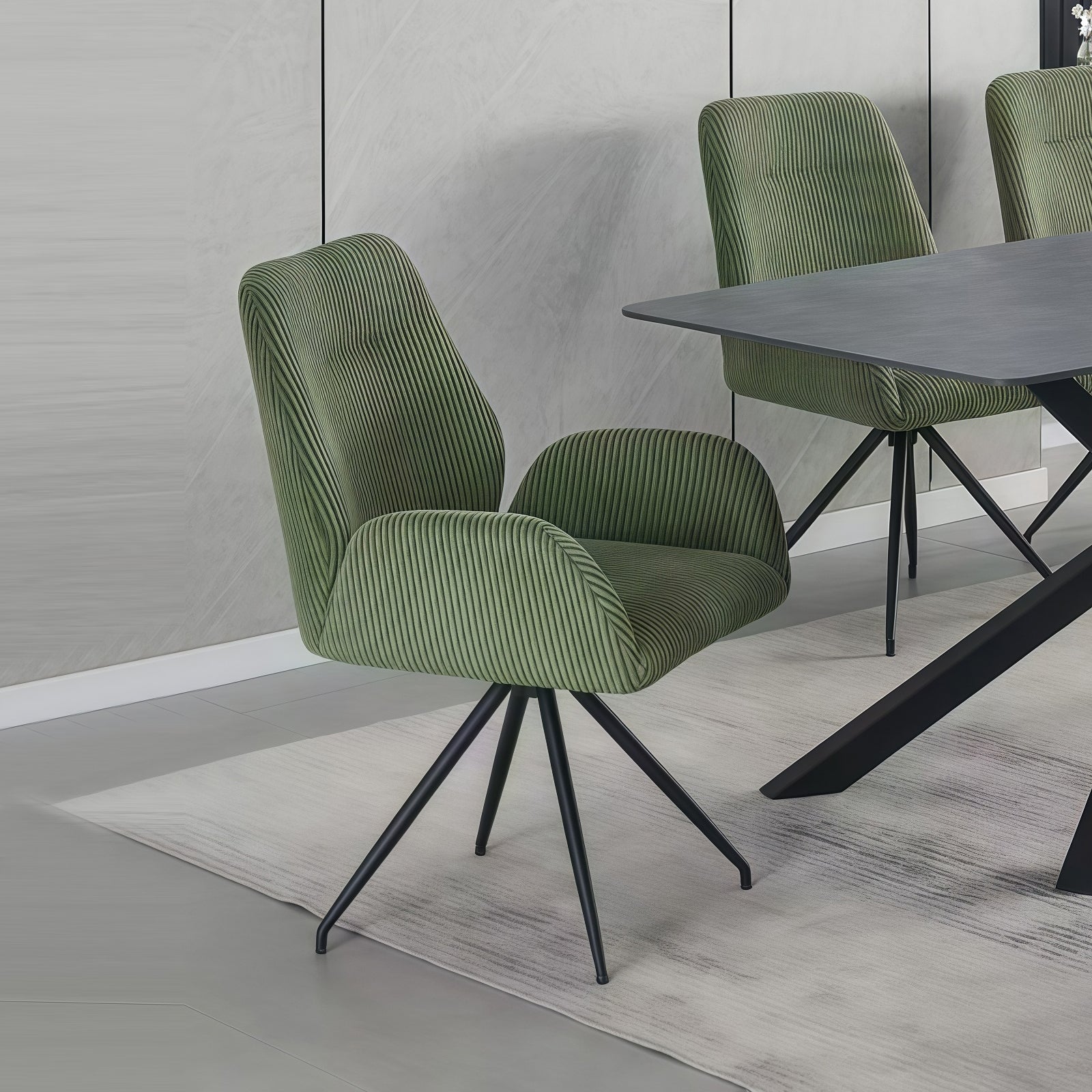 Kitchen & Dining Chairs: Dining Chair Linen Fabric Upholstered Seat Powder Coated Iron Legs
