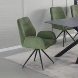 Kitchen & Dining Chairs: Dining Chair Linen Fabric Upholstered Seat Powder Coated Iron Legs