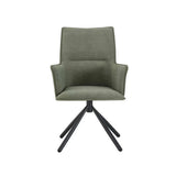 Kitchen & Dining Chairs: Dining Chair Green Linen Fabric Upholstered Seat Powder Coated Iron Legs