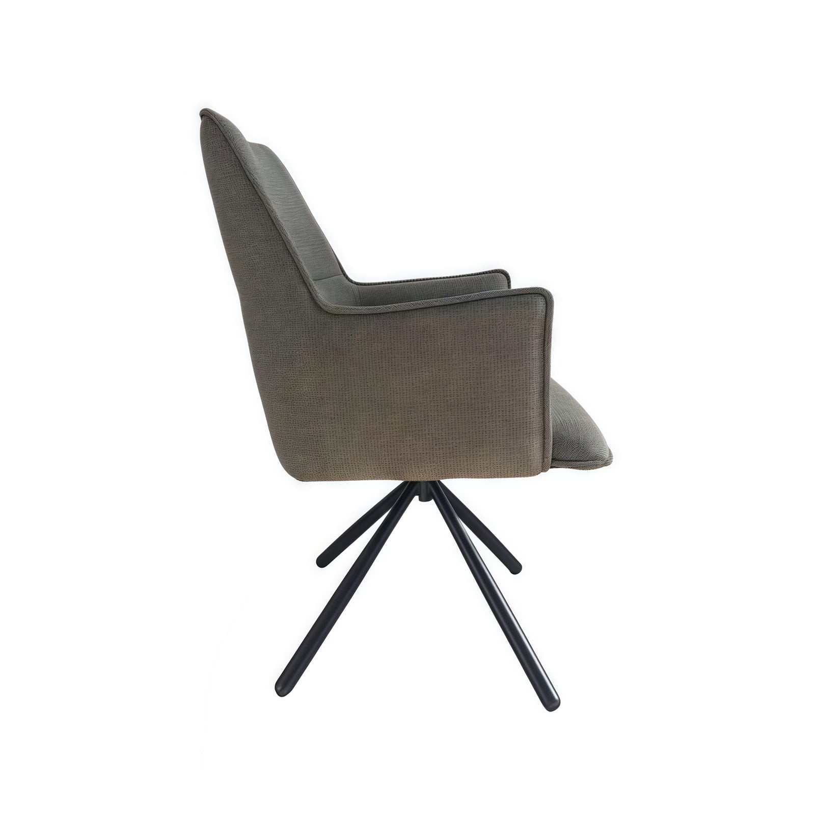 Kitchen & Dining Chairs: Dining Chair Green Linen Fabric Upholstered Seat Powder Coated Iron Legs
