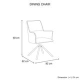 Kitchen & Dining Chairs: Dining Chair Green Linen Fabric Upholstered Seat Powder Coated Iron Legs