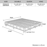 Beds & Bed Frames: Mattress Base Ensemble Queen Size Solid Wooden Slat in Charcoal with Removable Cover