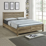 Bookcases & Shelves: 4 Pieces Bedroom Suite Natural Wood Like MDF Structure Queen Size Oak Colour Bed, Bedside Table & Tallboy