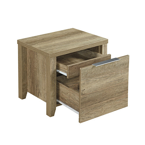 Bookcases & Shelves: 4 Pieces Bedroom Suite Natural Wood Like MDF Structure Queen Size Oak Colour Bed, Bedside Table & Tallboy