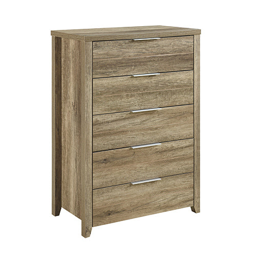 Bookcases & Shelves: 4 Pieces Bedroom Suite Natural Wood Like MDF Structure Queen Size Oak Colour Bed, Bedside Table & Tallboy