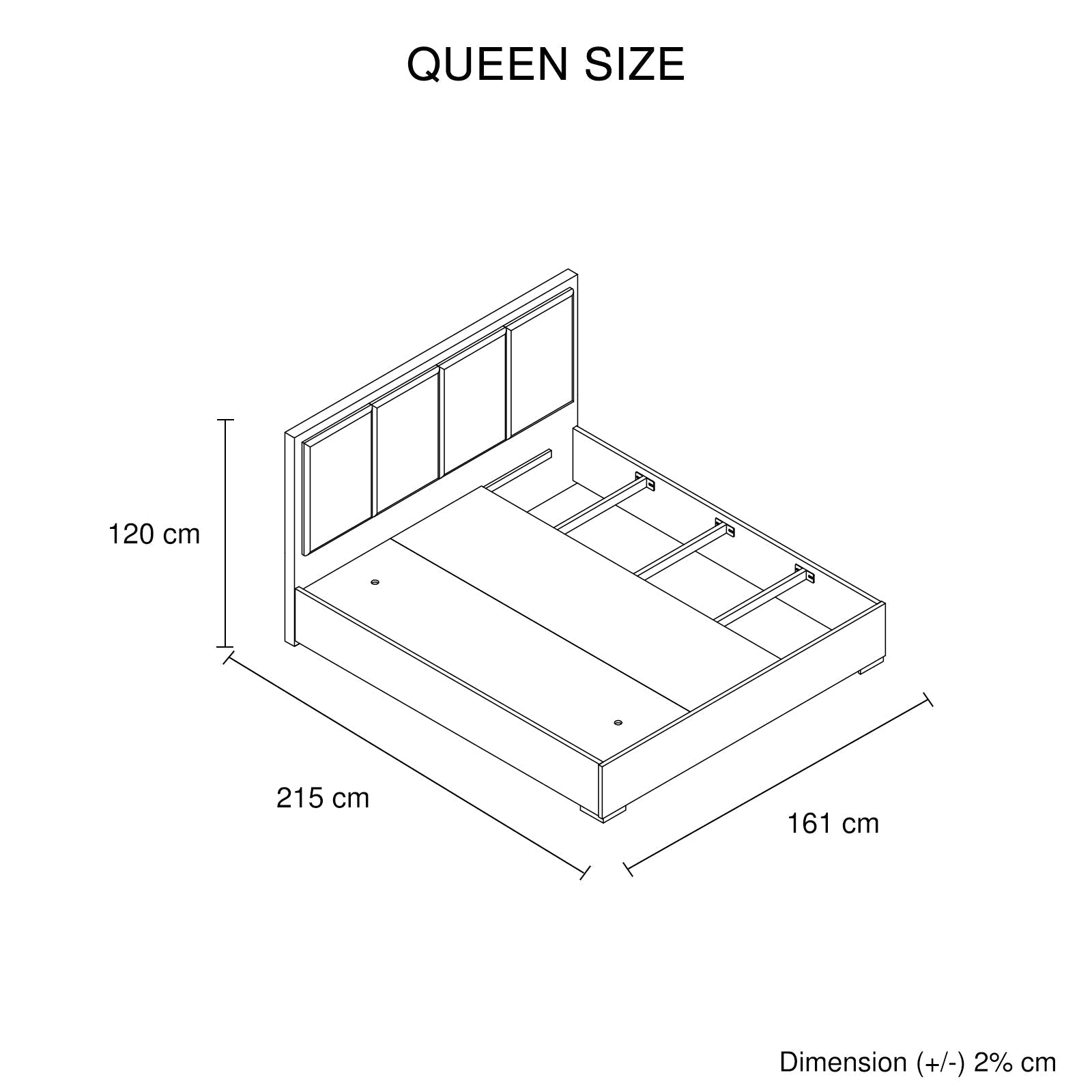 Queen 4 Pcs Bedroom Suite with Dresser Fabric Upholstery MDF Combination of Black & Cement Colour