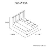 Queen 4 Pcs Bedroom Suite with Tallboy Fabric Upholstery MDF Combination of Champagne and Black Colour