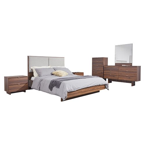 5 Pcs Queen Bedroom Suite in Fabric LED Light