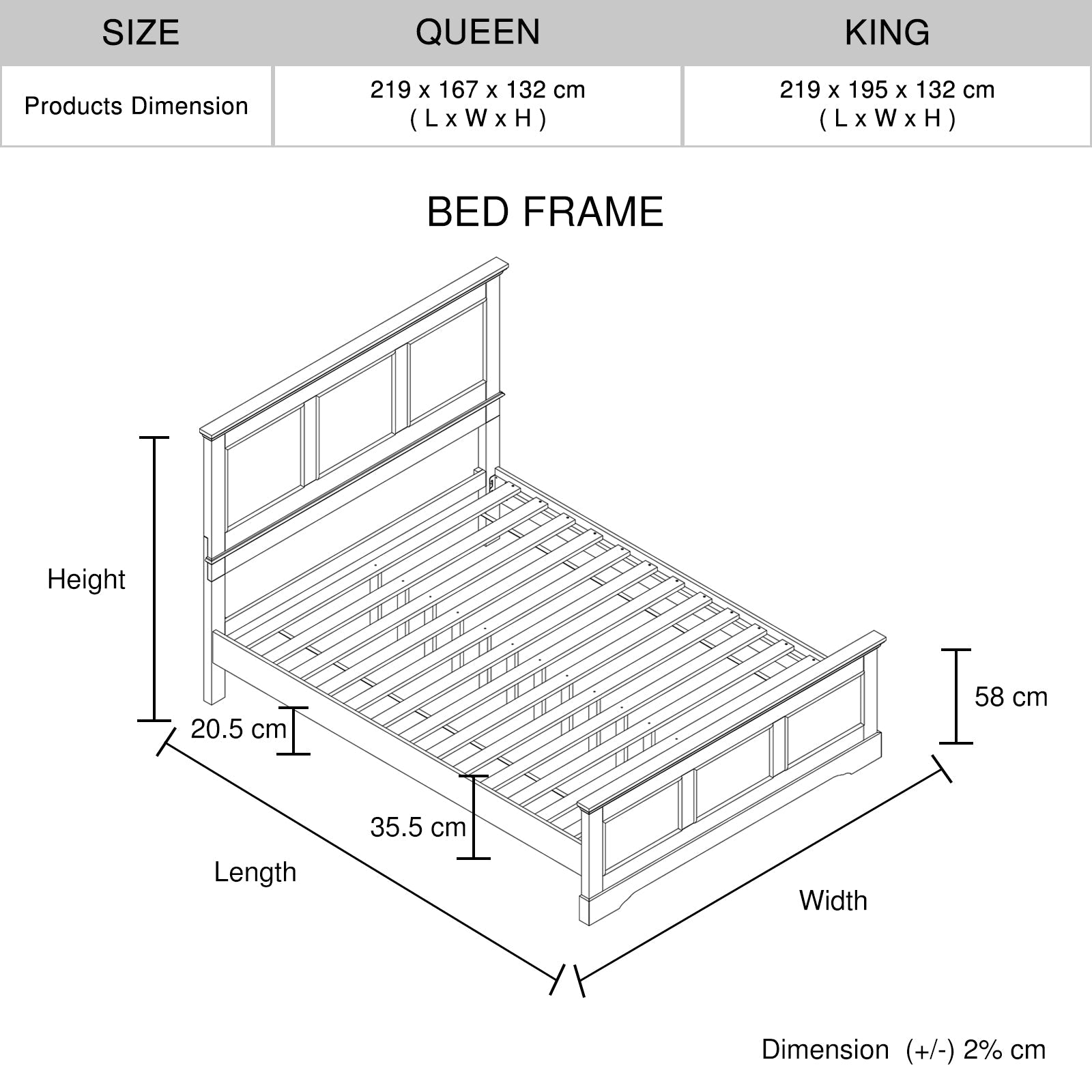 4 Pieces Bedroom Suite in Solid Wood & MDF King Size Grey Colour Bed, Bedside Table & Tallboy