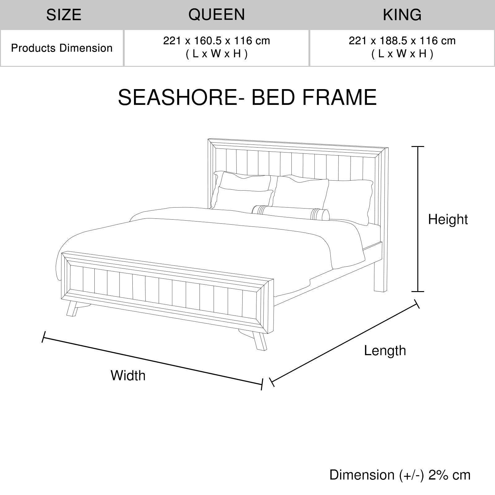 4 Pieces Bedroom Suite Queen Size Silver Brush in Acacia Wood Construction Bed, Bedside Table & Tallboy