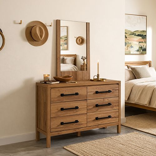 Queen Bedroom Suite – 4 Piece Set with Dresser in Oak Finish