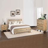 Bedside Tables: 4 Pieces Bedroom Suite King Size in Solid Wood Antique Design Light Brown Bed, Bedside Table & Tallboy
