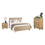 Bedside Tables: 4 Pieces Bedroom Suite King Size in Solid Wood Antique Design Light Brown Bed, Bedside Table & Tallboy