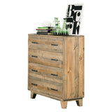 Bedside Tables: 4 Pieces Bedroom Suite King Size in Solid Wood Antique Design Light Brown Bed, Bedside Table & Tallboy