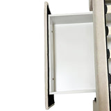 Beds & Bed Frames: King Size High Rise Headboard Linen Beige Fabric Four MDF Drawers with Wheels Bed Frame