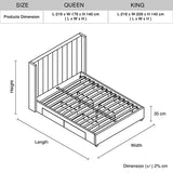 Beds & Bed Frames: King Size High Rise Headboard Linen Beige Fabric Four MDF Drawers with Wheels Bed Frame