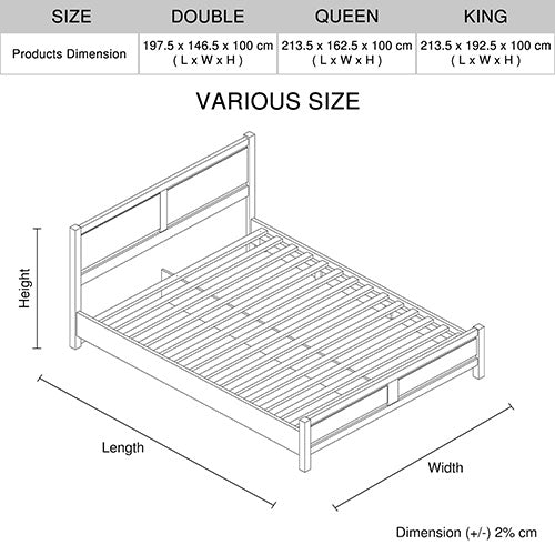 Beds & Bed Frames: Double Size Bed Frame Natural Wood like MDF in Oak Colour