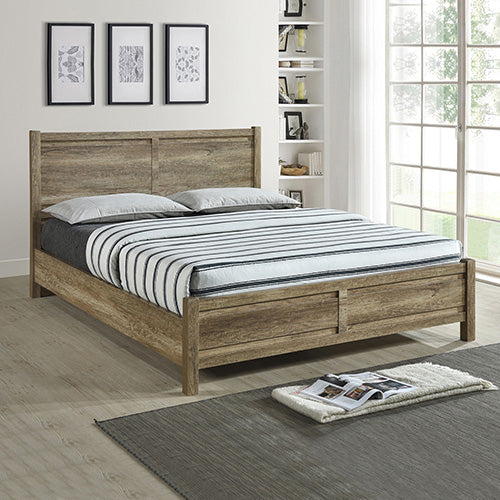 Beds & Bed Frames: Queen Size Bed Frame Natural Wood like MDF in Oak Colour