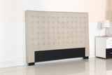 Headboards: Bed Head King Beige Headboard Upholstery Fabric Tufted Buttons