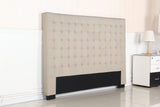 Headboards: Bed Head King Beige Headboard Upholstery Fabric Tufted Buttons