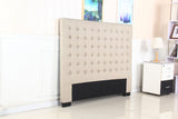 Headboards: Bed Head Queen Beige Headboard Upholstery Fabric Tufted Buttons