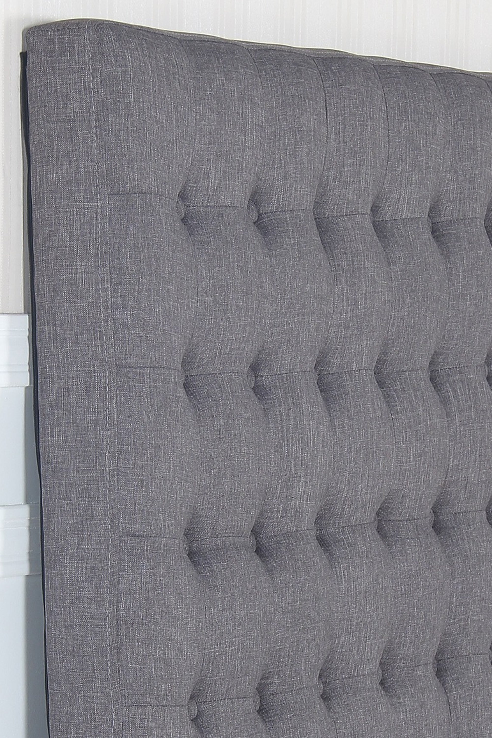 Headboards: Bed Head Queen Charcoal Headboard Upholstery Fabric Tufted Buttons