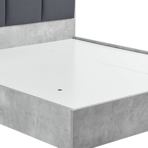 Beds & Bed Frames: Queen Bed Frame Fabric Upholstery MDF in Cement Colour