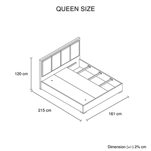 Beds & Bed Frames: Queen Bed Frame Fabric Upholstery MDF in Cement Colour