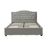 Beds & Bed Frames: Emily Bed Frame Queen Size Velvet Fabric Grey Four MDF Drawers with Wheels